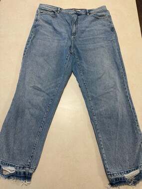 Garage Vintage Straight High Rise Distressed Hem Jeans Size 13W